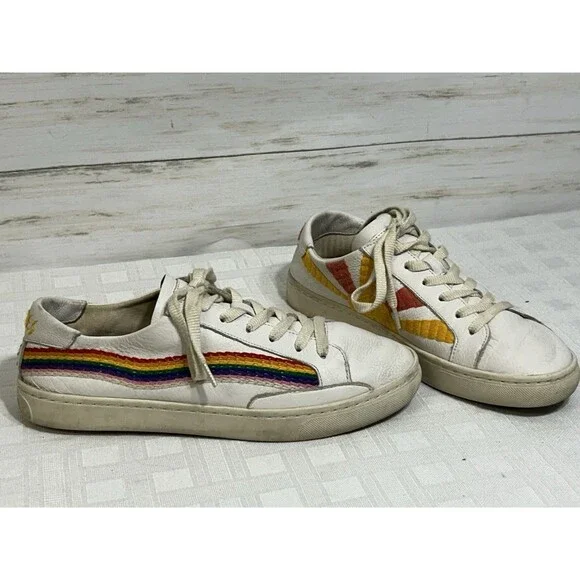 Soludos Shoes Soludos White Leather Shoe Womens Size Rainbow